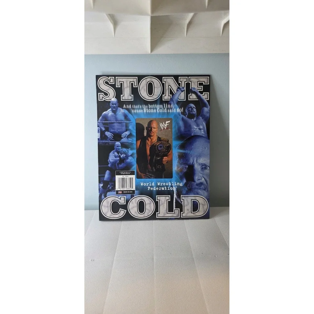 Vintage 1998 WWF Stone Cold Steve Austin Holographic 2 Folder Unpunched WWE 90's